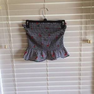 Strapless Cherry Ruffled Top